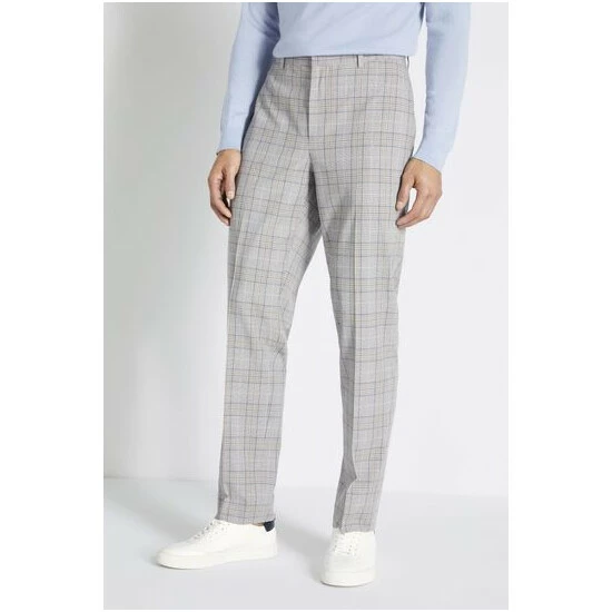 Moss Bros Moss Tailored Fit Grey, Navy Blue, Brown Check Trousers 5 Moss Bros Moss Tailored Fit Grey, Navy Blue, Brown Check Trousers - Image 5