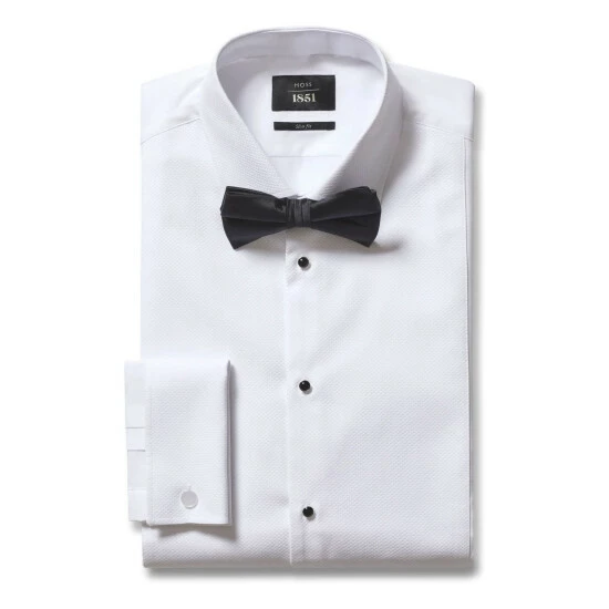 Moss Bros Slim Fit White Marcella Dress Shirt 4 Moss Bros Slim Fit White Marcella Dress Shirt - Image 4