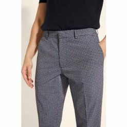 Moss Bros Blue Slim Fit Micro Check Trousers -Moss Bros shop unnamed file 1412