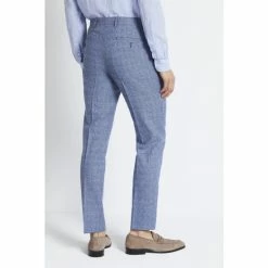 Alternative view of Moss Bros Sky Blue Slim Fit Texture Suit: Trousers
