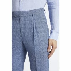 Moss Bros Sky Blue Slim Fit Texture Suit: Trousers -Moss Bros shop unnamed file 1422