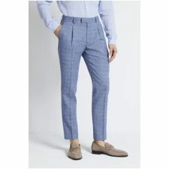 Moss Bros Sky Blue Slim Fit Texture Suit: Trousers -Moss Bros shop unnamed file 1423