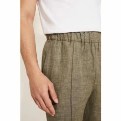 Moss Bros Moss Green Linen Drawstring Trousers -Moss Bros shop unnamed file 1427