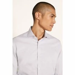 Alternative view of Moss Bros Slim Fit Grey Pinpoint Oxford Non-Iron Shirt