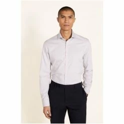 Moss Bros Slim Fit Grey Pinpoint Oxford Non-Iron Shirt -Moss Bros shop unnamed file 146
