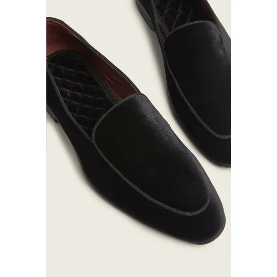 Moss Bros Moss Belgravia Black Velvet Dress Slipper 2 Moss Bros Moss Belgravia Black Velvet Dress Slipper - Image 2