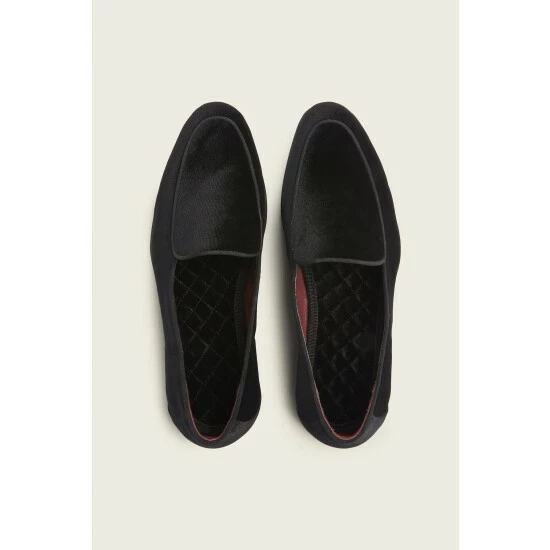 Moss Bros Moss Belgravia Black Velvet Dress Slipper 4 Moss Bros Moss Belgravia Black Velvet Dress Slipper - Image 4