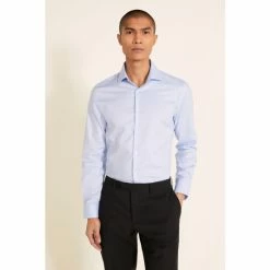 Moss Bros Moss Slim Fit Sky Dobby Stretch Shirt