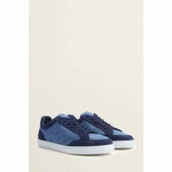 Moss Bros Moss Biella Guabello Navy Blue Texture Trainers