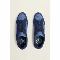Alternative view of Moss Bros Moss Biella Guabello Navy Blue Texture Trainers