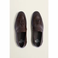 Moss Bros John White Duchy Brown Woven Leather Loafers -Moss Bros shop unnamed file 1545