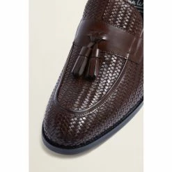 Moss Bros John White Duchy Brown Woven Leather Loafers -Moss Bros shop unnamed file 1546
