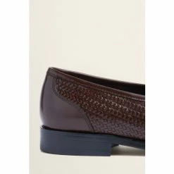 Moss Bros John White Duchy Brown Woven Leather Loafers -Moss Bros shop unnamed file 1547