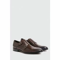 Moss Bros Alderney Brown Double Monk Shoes