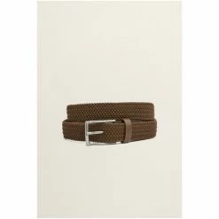 Moss Bros Moss Brown Woven Stretch Belt -Moss Bros shop unnamed file 1582