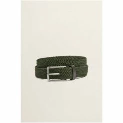 Moss Bros Moss Olive Woven Stretch Belt -Moss Bros shop unnamed file 1588
