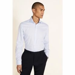 Moss Bros Slim Fit Sky Blue Royal Oxford Non-Iron Shirt