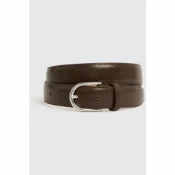 Moss Bros Made In England Chocolate Brown Leather Belt