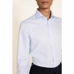 Alternative view of Moss Bros Slim Fit Sky Blue Royal Oxford Non-Iron Shirt
