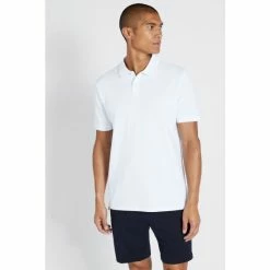 Moss Bros Moss White Pique Polo Shirt