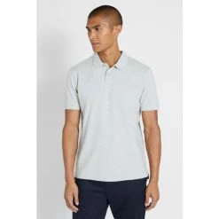 Moss Bros Moss Grey Melange Pique Polo Shirt