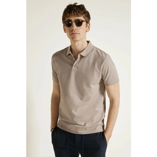 Moss Bros Moss Granite Grey Pique Polo Shirt 1 Moss Bros Moss Granite Grey Pique Polo Shirt
