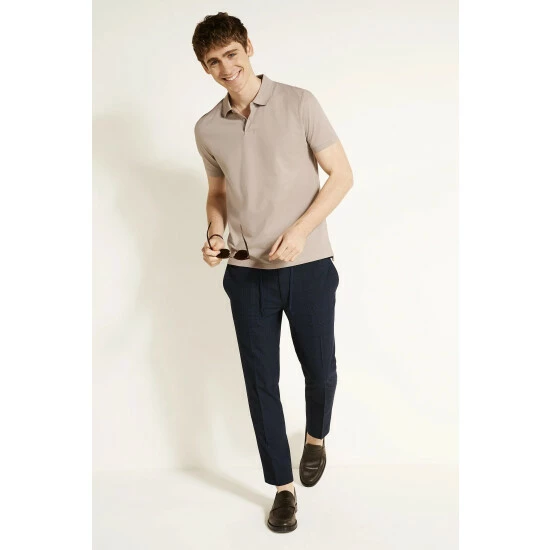 Moss Bros Moss Granite Grey Pique Polo Shirt 2 Moss Bros Moss Granite Grey Pique Polo Shirt - Image 2