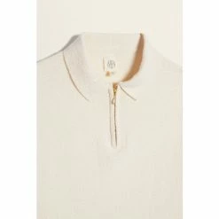 Moss Bros Moss Natural Boucle Zip-Neck Polo Shirt -Moss Bros shop unnamed file 1622