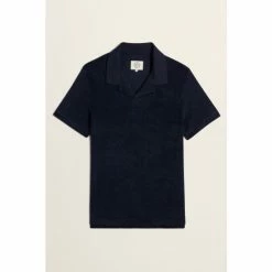Moss Bros Moss Navy Blue Terry Towelling Polo Shirt