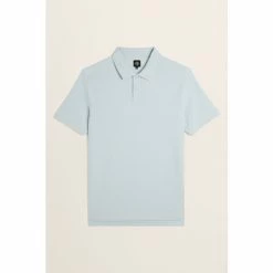 Moss Bros Moss Soft Blue Pique Polo Shirt -Moss Bros shop unnamed file 1643