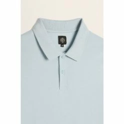 Moss Bros Moss Soft Blue Pique Polo Shirt -Moss Bros shop unnamed file 1644