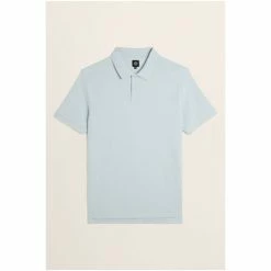 Moss Bros Moss Soft Blue Pique Polo Shirt -Moss Bros shop unnamed file 1645