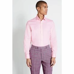 Moss Bros Moss Tailored Fit Pink Single Cuff Dobby Shirt