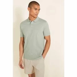 Moss Bros Moss Sage Green Pique Polo Shirt