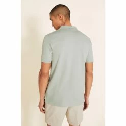 Alternative view of Moss Bros Moss Sage Green Pique Polo Shirt