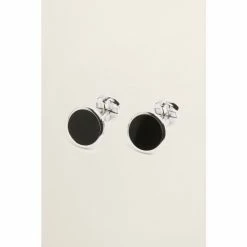 Moss Bros Silver Tone Onyx Cufflinks