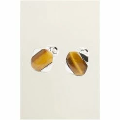 Moss Bros Silver Tone Tiger Eye Cufflinks -Moss Bros shop unnamed file 1686
