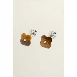 Moss Bros Silver Tone Tiger Eye Flower Cufflinks -Moss Bros shop unnamed file 1689