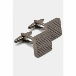 Moss Bros Moss Grey Gunmetal Textured Cufflinks
