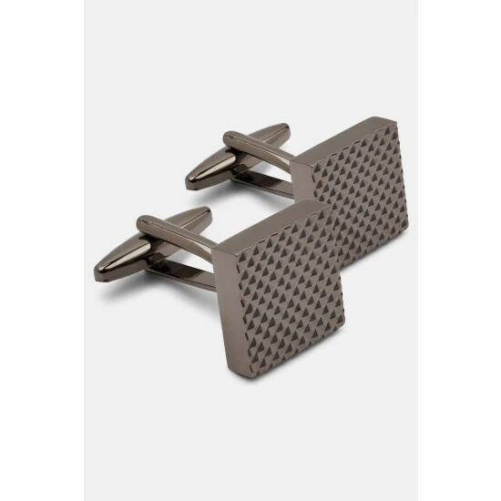 Moss Bros Moss Grey Gunmetal Textured Cufflinks 1 Moss Bros Moss Grey Gunmetal Textured Cufflinks