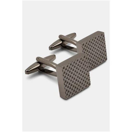 Moss Bros Moss Grey Gunmetal Textured Cufflinks 3 Moss Bros Moss Grey Gunmetal Textured Cufflinks - Image 3