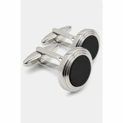 Moss Bros Moss Black With Silver Cufflinks