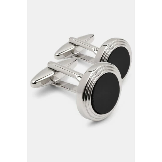 Moss Bros Moss Black With Silver Cufflinks 1 Moss Bros Moss Black With Silver Cufflinks