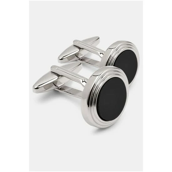 Moss Bros Moss Black With Silver Cufflinks 3 Moss Bros Moss Black With Silver Cufflinks - Image 3