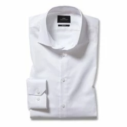 Moss Bros Moss Slim Fit White Dobby Stretch Shirt