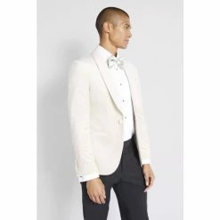 Moss Bros Slim Fit Winter Velvet White Jacket