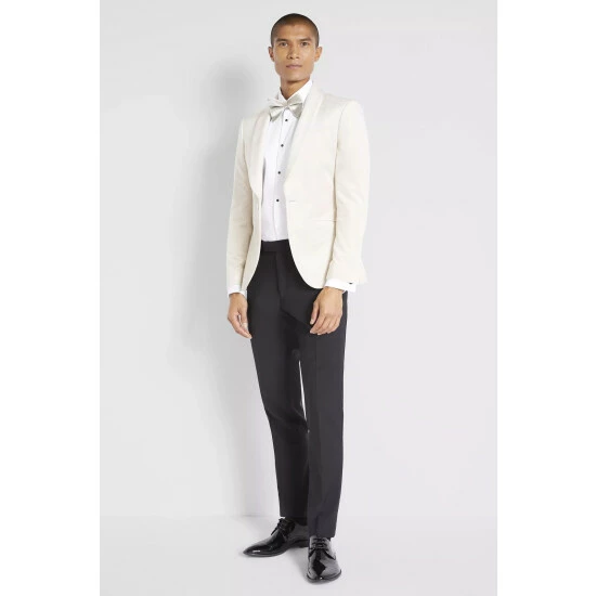 Moss Bros Slim Fit Winter Velvet White Jacket 3 Moss Bros Slim Fit Winter Velvet White Jacket - Image 3