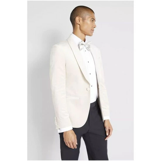 Moss Bros Slim Fit Winter Velvet White Jacket 4 Moss Bros Slim Fit Winter Velvet White Jacket - Image 4