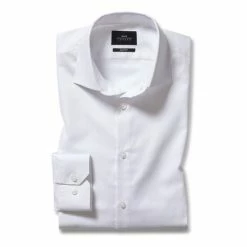 Alternative view of Moss Bros Moss Slim Fit White Dobby Stretch Shirt