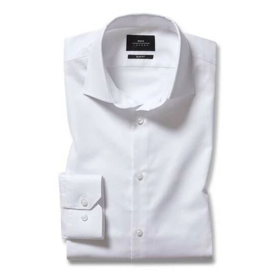Moss Bros Moss Slim Fit White Dobby Stretch Shirt 2 Moss Bros Moss Slim Fit White Dobby Stretch Shirt - Image 2